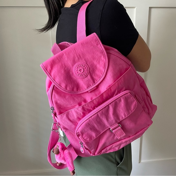 Kipling Bags Kipling Queenie Small Backpack Pink And Orange Inside
